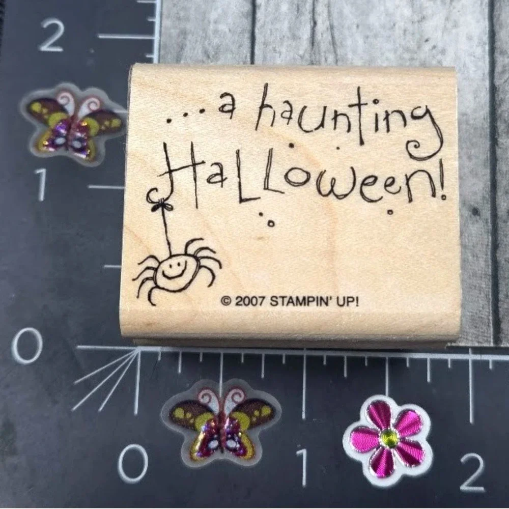 Stampin' Up! A Haunting Halloween Spider 2007 Rubber Stamp Wood #M94